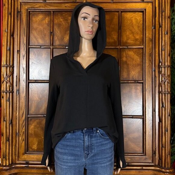 NWOT Cuddl Duds Comfortwear Black Fleece Lined Thumbhole Hoodie - Picture 1 of 14